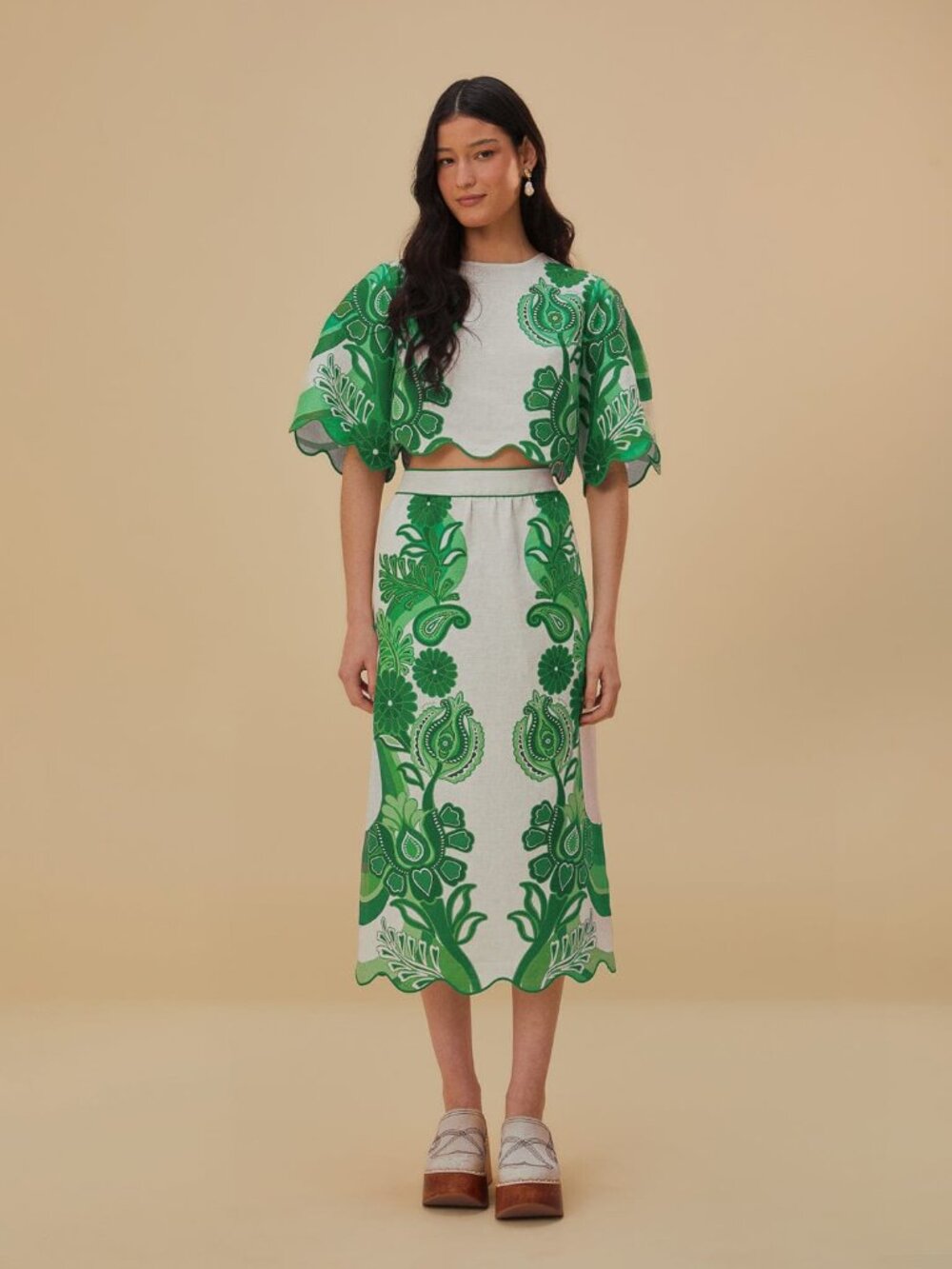 Farm Rio green linen matching set